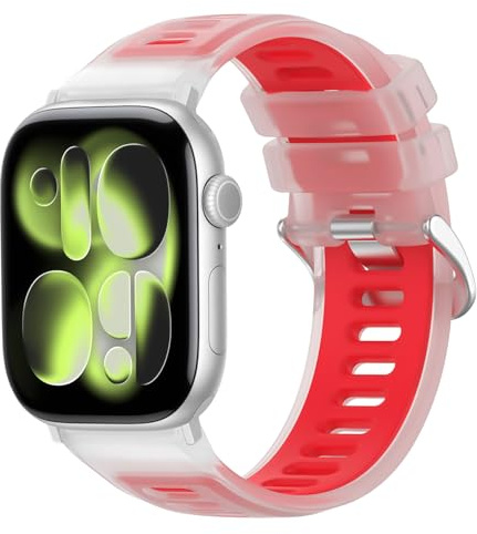 Hiseus Correa Compatible con Apple Watch Series 11 46mm / Series 11 42mm Pulsera Deportiva de Silicona Transparente y Transpirable