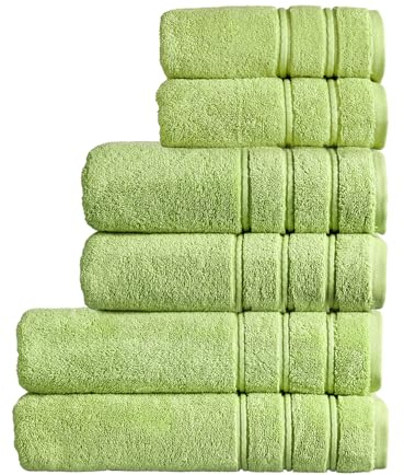Christy Antalya Family Towel Set | 6 Piece | 100% Turkish Cotton | 600GSM | Soft Plush Luxury Towel Set | 2 Bath Sheets 2 Bath Towels 2 Hand Towels | Quick Dry | Fern Green