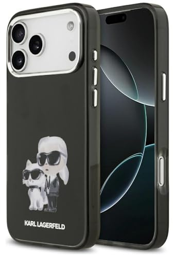 CG MOBILE Karl Lagerfeld IML Aquarelle Karl & Choupette & Logo kompatibel mit MagSafe Hülle für iPhone 17 Pro (Schwarz)