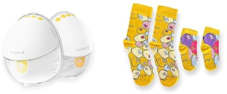 Set Medela Motion InBra tragbare elektrische Milchpumpe + Medela Mama-Baby-Socken, Limitiert, von Schweizer Künstlerin Yael Anders, Teil der Kampagne „With You, Every Step of the Way”