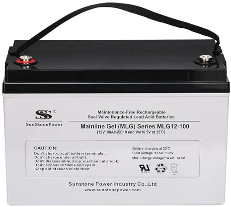 SSSUNSTONEPOWER 12V 100Ah Gel Solarbatterie – Zyklenfeste Versorgungsbatterie für Photovoltaik Speicher, Wohnmobil, Inselanlage & Notstrom – Wartungsfrei mit M8 Terminal