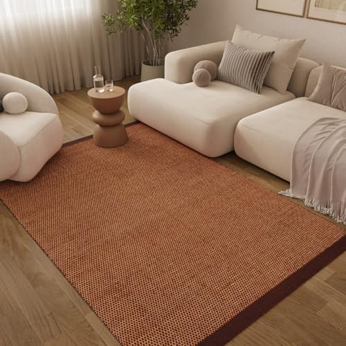 TAPISO Loni Wollteppich handgewebt Natur Braun Wohnzimmer 200 x 300 cm | Wollwebteppich Wolle und Baumwollteppich Hand Made pflegeleicht für Schlafzimmer Flur Esszimmer