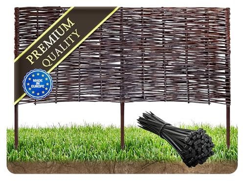 Wicker garden Imprägniert Premium Beetbegrenzung aus Weide - 100 x 30 cm Weidengeflecht für Beete, Rasen und Gartenwege - Natürliche Abgrenzung Gartenzaun Weidezaun - vielen Größen
