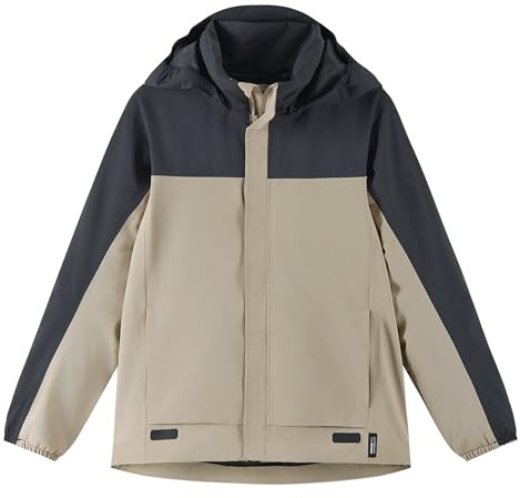 Reima - ReimaTec Salmi wasserdichte Regenjacke für Kinder - Leichte Übergangsjacke für Jungen und Mädchen mit 10.000 mm Schutz, atmungsaktives, winddichtes Material - Earthy Beige, 122
