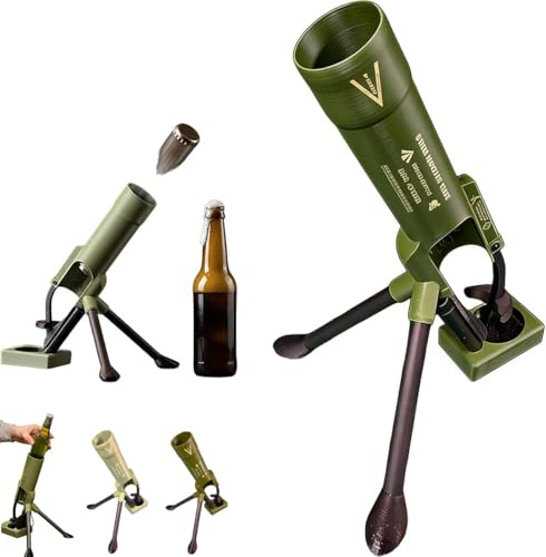 Beer Bottle Mortar Bottle Opener, 51mm Mortar Beer Bottle Opener, Funny Heavy-Duty Tactical Cap Launcher Hands-Free Push Down Bottles Opener for Beer Launcher, Home Party Bar Desk Decor (A)