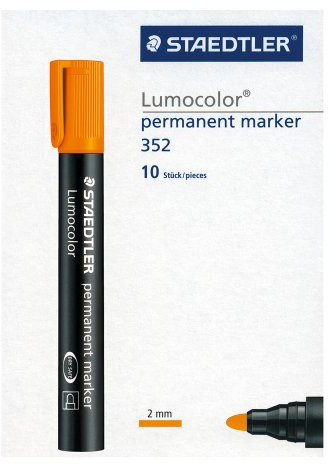 Staedtler 352-4 Lumocolor Marker permanent Rundspitze, 2 mm, 10 Stück, orange