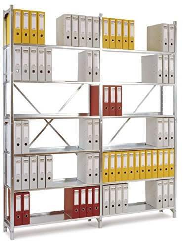 MANUFLEX Archivregal Budget, Grundregal mit 5 Stahlblechböden, HxBxT = 1900x960x300 mm