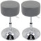 WOLTU Design Hocker mit Hebel, 2er Set, stufenlose Höhenverstellung, verchromter Stahl, Antirutschgummi, pflegeleichter Kunstleder, gut gepolsterte Sitzfläche, Grau