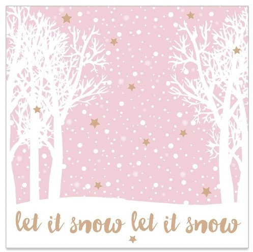 Servietten 'Let it snow' - rosa (20 Stück) für Weihnachten, Hochzeiten und Feste