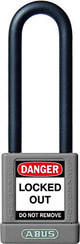 ABUS 58988 75mm Non Conductive Lock Out Tag Out Long Shackle Anodized Aluminium Padlock - Grey