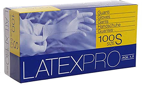 Icoguanti Latex Pro 100 guanti monouso in lattice di gomma naturale S