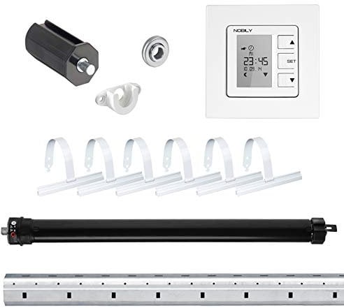 NOBILY Rolladen-Komplett-Set f. 40mm Achtkantwelle Mini-Rolladenmotor 13Nm + Rolladen Zeitschaltuhr ZS1 + Mechanik-Set bis zu einer Gesamtlänge von 2.0 Meter