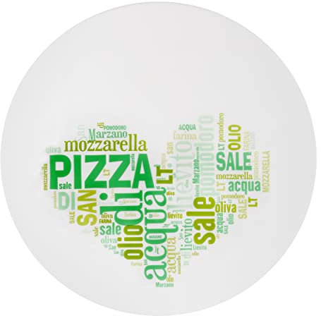Bormioli Rocco Piatto per pizza in vetro opale rotondo, motivo cuore, 33 cm Love Pizza