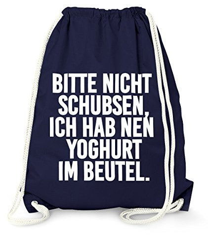 MoonWorks Turnbeutel, Bitte nicht schubsen ich hab nen Joghurt im Beutel, Gymbag Baumwolle navy unisize