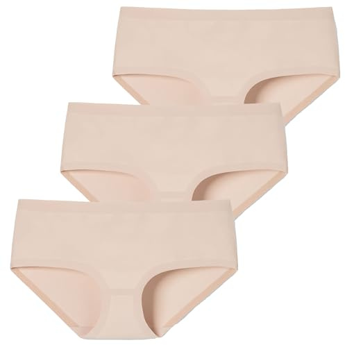 Schiesser Damen Invisible Cotton Panty Slip, Nahtlose Verarbeitung (DE/NL/SE/PL, Numerisch, 42, Regular, Regular, 3 x Sand)