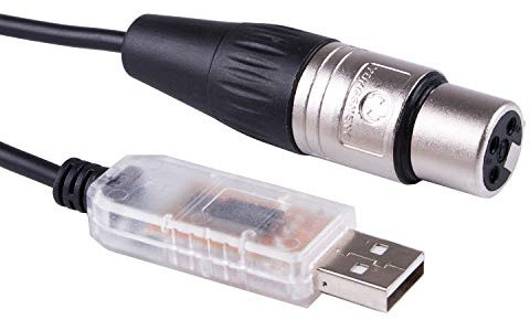 Suamdoen Adaptador de interfaz USB a DMX 512 XLR de 3 pines, controlador de iluminación de escenario, regulador de intensidad USB a DMX, software de estilo libre, RS485, cable convertidor serie