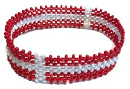 Crazily Creatives Hand Made Country Flag Beaded Bracelet Band (Denmark)