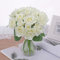 Pauwer 2 pezzi Fiore Artificiale 18 bouquet Fiori di rosa finti di seta per decorazione domestica fai-da-te per giardino di nozze, bianca