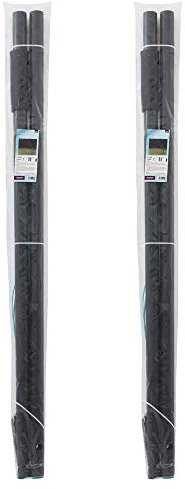 JVL 11-034-2 Heavy Duty Clothes Pole Post with Washing Line and Ground Socket, 2 Pack, Dark Grey Teal, 2.4m