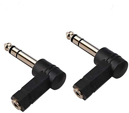 Adaptateur TRS 6,35 mm vers 3,5 mm à angle droit, 6,35 mm mâle vers 3,5 mm femelle 90 degrés stéréo casque audio adaptateur convertisseur connecteur