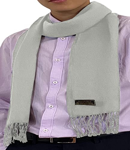 CJ Apparel Hellgrau Herren Nepalesisch Einfarbig Design Mode Strickschal Schals Herbst/Winter Wrap NEU