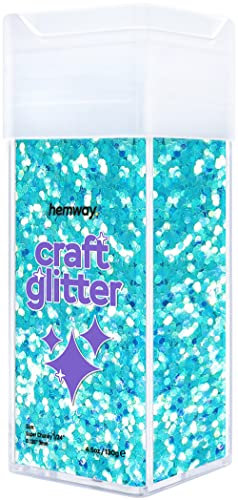 Hemway Premium Craft Glitter Shaker - Baby Blue Iridescent | 110g Super Chunky Metallic Flake Sequins for Resin & Epoxy Crafts | Craft Supplies for Festival, Tumblers, Body, Face, Eye & Nail Art