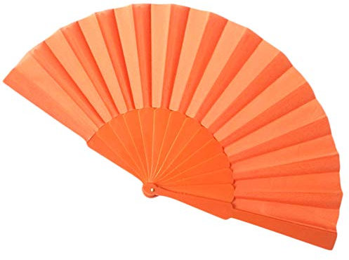WS UK Fabric Handheld Folding Fan [Orange]