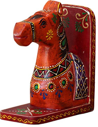 GURU SHOP Buchstütze `Pferd` - Orange, 15x14x8 cm