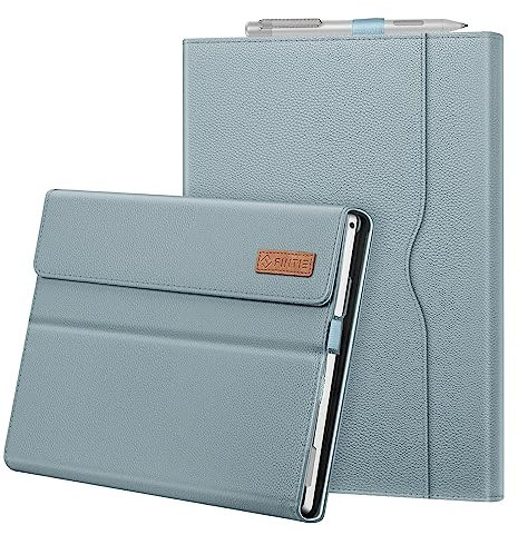 FINTIE Portfolio Case for Microsoft Surface Pro 7+/7/6/5/4/3, 12.3-inch Business Cover with Pocket, compatible with Type Cover Keyboard, Blue Glow