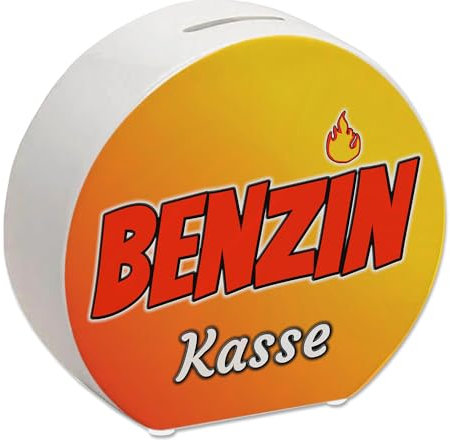 Benzinkasse Spardose aus Keramik für Spritgeld als Geschenkidee für einen Autofahrer oder Fahranfänger um EIN wenig Geld zu sparen Auto Benzin Diesel Führerschein Sparschwein