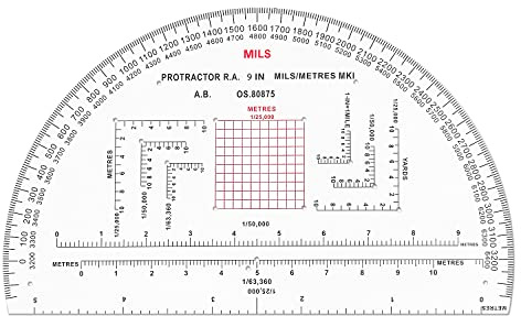 CYA MP-3 9 Half Circle Military Map Protractor - Mils Romer Scale Tool