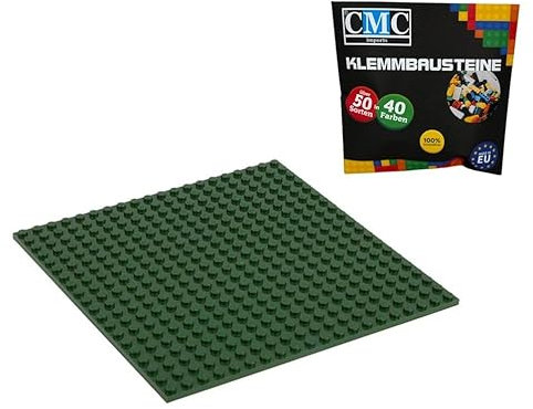 CMC imports Placa de construcción, 20 x 20 puntas, bloques de construcción, placa base urbana, columna base modular, construcción a ambos lados, 34 colores (verde musgo/484)