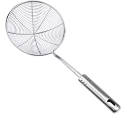 Colino a Ragno in Acciaio Inox, Colino Per Schiumarola, Resistente Al Calore, Solido, Manico Lungo, Colino Da Cucina, Frittura, Schiumarola, Mestolo, Scolapasta, Argento, 13 Pollici, Mestolo Per