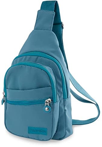 MOAMUN Sling Bag Brusttasche für Damen, Wasserdichtes Nylon Crossbody Umhängetasche, Langlebig Crossbody Rucksack mit Ohrhörer Loch, Leichte Gym Schultertasche für Outdoor (Grün)