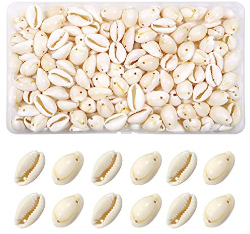TOAOB 140 Stück Natürlichen Muschel Perlen mit Loch zum Auffädeln Beige Spirale Kauri Muscheln Bastelnmuscheln 16 bis 17mm für DIY Schmuck Machen oder Deco Handwerk