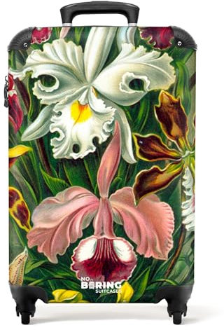 NoBoringSuitcases.com® Koffer Handgepäck Trolley Rollkoffer Kleine Reisekoffer - Blumen - Kunst - Haeckel - Alte Meister - Botanisch - Cabin Size < 55x40x23 cm & 55x40x20 cm - Fotokoffer