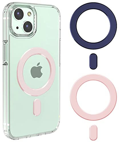 2 Pezzi Universale Adesivo Magsafe, Anello Magnetico Cellulare Può Essere Collegato al Supporto e Agli Accessori MagSafe, Compatibile con iPhone 16 15 14 13, Galaxy S23 S22 S21, Rosa/Blu