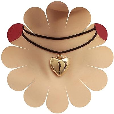 Yienate Gothic Grande Cuore In Velluto Collana Girocollo Catena Vintage Nero Stratificato Velluto Collana Girocollo Punk Oro Amore Cuore Ciondolo Collana Girocollo Nero Collare Collane Per Donne