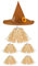 HIXNUG 6 Pieces Halloween Scarecrow Costume Set Felt Scarecrow Hat Raffia Scarecrow Straw Kit for Harvest Party Halloween