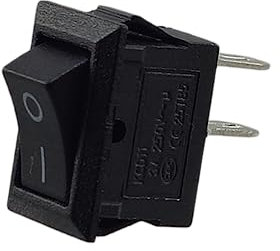 Mini-Wippenschalter, Einbau Wippschalter, Kippschalter, Geräteschalter, 250V 3A AC/DC, (6V 9V 12V 24V 125V) schwarz rechteckig 9 x 13 mm, 2 Polig EIN/AUS