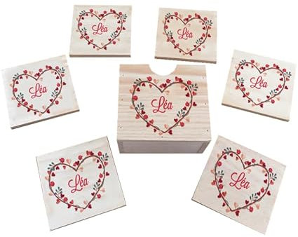 Lotdevin - Dessous Verre Personnalisable avec Texte & Logo [ sous Verres Bois ]