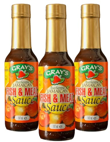 Gray's Authentic Jamaican Fish & Meat Sauce | Pack of 3 Bottles | Perfect For Chicken, Salmon, Prawns | Everyday Cooking Sauce | Suitable for Vegan And Non-Vegan Cuisine