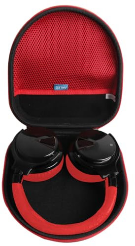 Anleo Hard Travel Case for Silensys E7 / PurelySound E7 / MOVSSOU E7 / COWIN E7 / Tapela E7 / Audonia E7 Active Noise Cancelling Bluetooth Headphones (Black+Red)