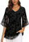 Syphiby Plus Size Tops for Women UK 3/4 Sleeve Dressy Tops for Evening Wear Chiffon Dress Shirts Versatile Gorgeous Wedding Womens Summer Tops Ladies Tunic Blouses for Women UK Floral Black-3XL