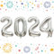 101,6 cm großer silberner Zahl 2024 Ballon 2024 Neujahr Dekorationen für 2024 Happy New Year Eve Weihnachten und Abschlussfeiern Party Supplies