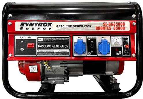 Syntrox Stromerzeuger Brontes, Notstromaggregat, Benzinmotor, 2,8 kW, 7,0 PS, 15-Liter-Tank, 65dB, 220V, Camping, Benzin Notstromgenerator, Krisensichere Stromversorgung