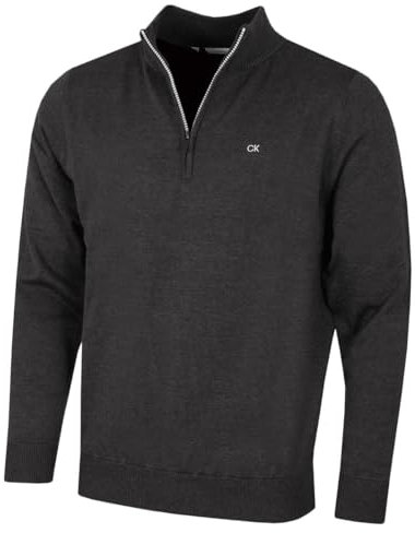 Calvin Klein Mens Campus 1/2 Zip Sweater - Charcoal/Silver - XXXXXL