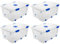 AC - Pack de 4 Cajas de ordenación con Tapa y Ruedas de plástico Transparente N.º 15. Capacidad 100 litros. Dimensiones Aprox.: 76,8 x 56,5 x 34,8 cm