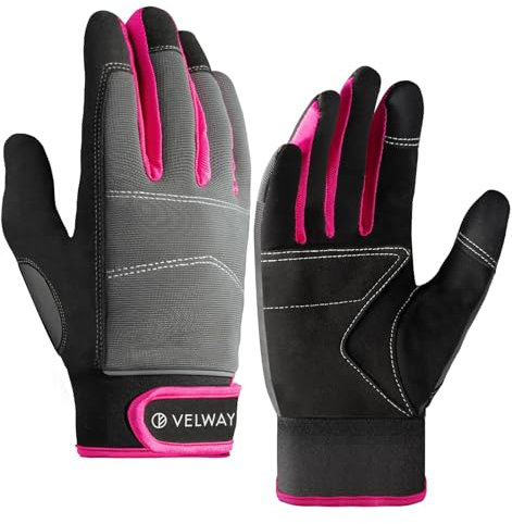 Velway Gants de Sécurité pour Homme et Femme - Écran Tactile, Antidérapants - Jardinage et Construction - Rose, Taille M