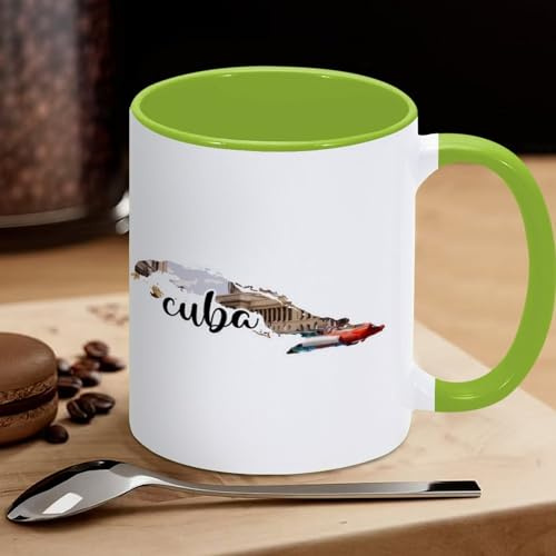 Yelolyio Lustige Kaffeetassen mit Kuba-Karte, Kaffeetasse, Teetasse, Tasse mit großem C-Griff, Geschenk für Freundin, Lehrer, Mutter, Vater, 325 ml